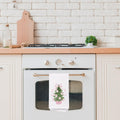 SPBL&L Chinoiserie Christmas Kitchen Towels Pink Bow Tree 16x24 Inch Set of 2