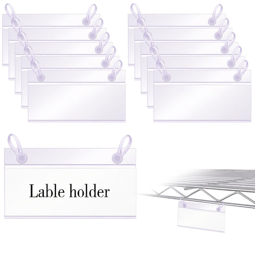 Snap-On Label Holders for Wire Baskets, 1.4 Inch Height, Clear (40 Count)