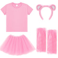 Syhood 4 Pc Bear Costume Set Women Brown T Shirt Tutu Skirt Leg Warmers