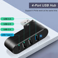 4-Port USB 3.0 Hub [90°/180° Degree Rotatable], USB Splitter with PD-in 5W USB C