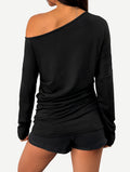 SOFIA'S CHOICE Women's Off Shoulder Long Sleeve Top Black Size S