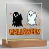 YouerCrystal Halloween Sign Colorful Glass Ghost Decor 3.94 Inch