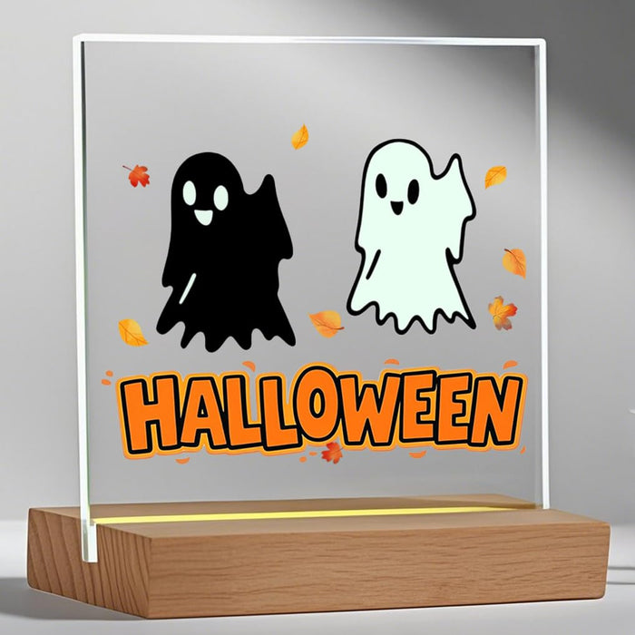 YouerCrystal Halloween Sign Colorful Glass Ghost Decor 3.94 Inch