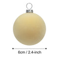 KI Store Beige Velvet Christmas Balls Ornaments 6pcs 2.36in Party Decor