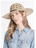 Aqua Filippo Catarzi Womens Open Weave Macramé Straw Floppy Sun Hat Band Natural