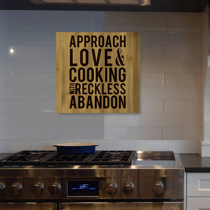 Approach Love & Cooking With Reckless Abandon, Canvas Wall Art,  Home Decor, Dalai Lama Quote, Kitchen Decor
