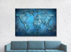 World Map Canvas, Blue Abstract World Map Canvas Wall Art, Earth Map, World Map