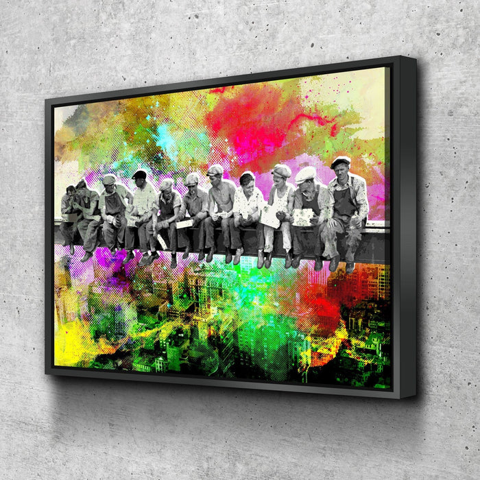 Abstract Lunch Atop Skyscraper, Steelworkers Classic Abstract Canvas Wall Art, Abstract Steel Workers