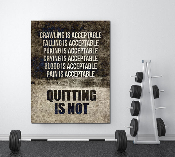 Quitting Is Not Motivational Canvas Wall Art, Motivational Decor, Weightlifting, Workout Motivation Decor, Gym Decor