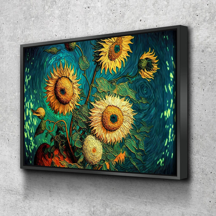 Sunflowers Van Gogh Style Canvas Wall Art, Sunflower Decor, Abstract Art, Abstract Sunflowers