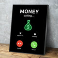 Money Calling Canvas Wall Art, Phone Screen Money Calling, Office Decor, Hustle Quote, Motivational Quote