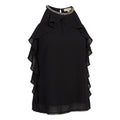 Michael Kors Ruffled Chain-Hardware Top,Size Small