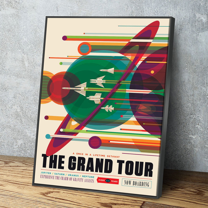 The Grand Tour Space Travel Canvas Wall Art, Design By JPL/Nasa, Space Tourism Art, Space Exploration, Futuristic Art, JPL Travel Print