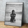 Woman On The Seashore Canvas Wall Art, Woman Beach Print, Black and White Female Print, Woman Water Print, Vintage Print, Fashion Art