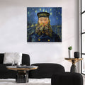 Vincent Van Gogh Mash Up Canvas Wall Art, Van Gogh Starry Night Over The Rhone With Van Gogh The Postman, Joseph Roulin