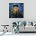 Vincent Van Gogh Mash Up Canvas Wall Art, Van Gogh Starry Night Over The Rhone With Van Gogh The Postman, Joseph Roulin