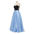 Blondie Nites Juniors Strapless Crisscross Gown Blue/Black, Size 3