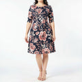 Connected Apparel 3/4 Sleeve Jewel Neck Knee Length Sheath Dress, Size 24W