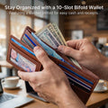 Mens RFID 10 Slot Bifold Wallet with ID Window