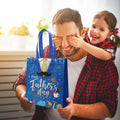 delaimastor 16Pcs Father's Day Non-Woven Gift Bags Blue Black 7.8x3.1x9.8in