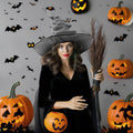 JenPen 2 Pcs Large Halloween Witch Hat Women Velvet Ruched Wide Gray One Size