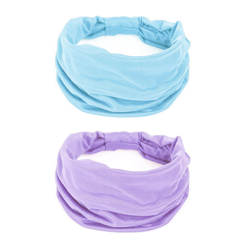 2 Pack Wide Headbands for Women Boho Knotted Non Slip Fashion Hair Bands Yoga Ru