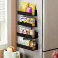 4 Pack Moveable Fridge Magnetic Spice Racks, Metal - Black