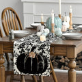 Artoid Mode Pumpkin Leaves Darkness Flower Fall Table Runner Black 13x36 Inch