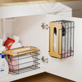 Stylstoreazy 2 Pack Wall Mount Grocery Bag Holder Bamboo Top Black Large