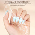 KBS Designer Handmade Press On Nails Blue Short French Tip Almond 16 Sizes Kit