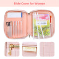 VICUTU Bible Cover Case for Women with Handle Pink Soft Quilted Carrying Bag