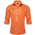 DiBanGu Mens Christmas Long Sleeve Button Down Shirt Orange Silver Size XX-Large