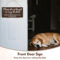 YEWANG Do Not Ring Doorbell Sign Wooden 12x6 Inch Brown with Ropes
