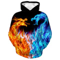 Zenzenze Fire Ice Dragon 3D Printed Hoodie Boys Girls Multicolor Size 6-16