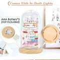 Aolamegs Friendship Bracelets Organizer with Lights Transparent Rustic Wood Base