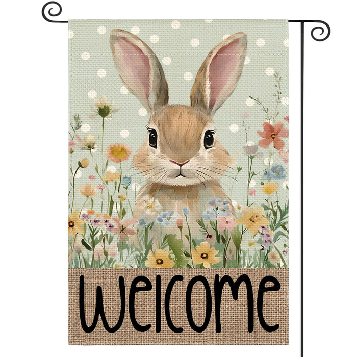 AVOIN colorlife Easter Bunny Garden Flag 12x18 Inch Blue Double Sided