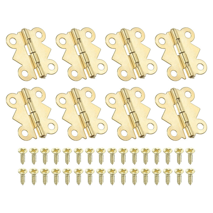 PATIKIL Jewelry Box Hinges 3/4 Inch 8 Pack Gold with Screws Butterfly
