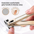ILLFER Toe Nail Clippers 360° Rotating Long Handle Gold Stainless Steel