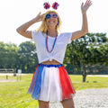 Hicarer 80s Women Tutu Set Pom Pom Headband Necklaces Earrings Red Blue White M