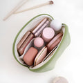 E-Tree Makeup Bag Half Moon Cosmetic Pouch Travel Toiletry Organizer Green