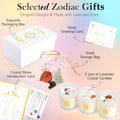 Suhctuptx Zodiac Lavender Scented Soy Candles Healing Crystals Fire Signs Small