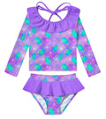 RAISEVERN Girls 2-Piece Mermaid Swimsuit Rash Guard Set A-mermaid-01 Size 3T