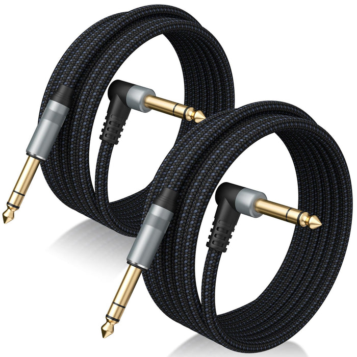TRS Stereo Cable 2 Pack 10FT — Balanced Noise-Free Audio Cable for Guitar, Mixer