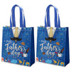delaimastor 16Pcs Father's Day Non-Woven Gift Bags Blue Black 7.8x3.1x9.8in