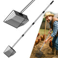 MENGBEI Chicken Poop Scooper Stainless Steel 15-54" Telescoping Handle 8" Wide