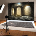 DORCEV Gothic Castle Ruins Backdrop Vintage Foggy Fantasy 12x8ft Grey Vinyl