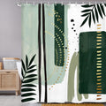 Torich Mid Century Boho Geometric Waterproof Shower Curtain 69x72 Green 12pc