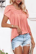 BETTE BOUTIK Women's Asymmetrical Pleated Crewneck Top Orange Pink Size XL