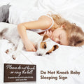 YEWANG Do Not Ring Doorbell Sign Wooden 12x6 Inch Brown with Ropes