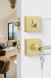 Goldenwarm Gold Dummy Door Handles Brushed Brass Levers 3 Pack
